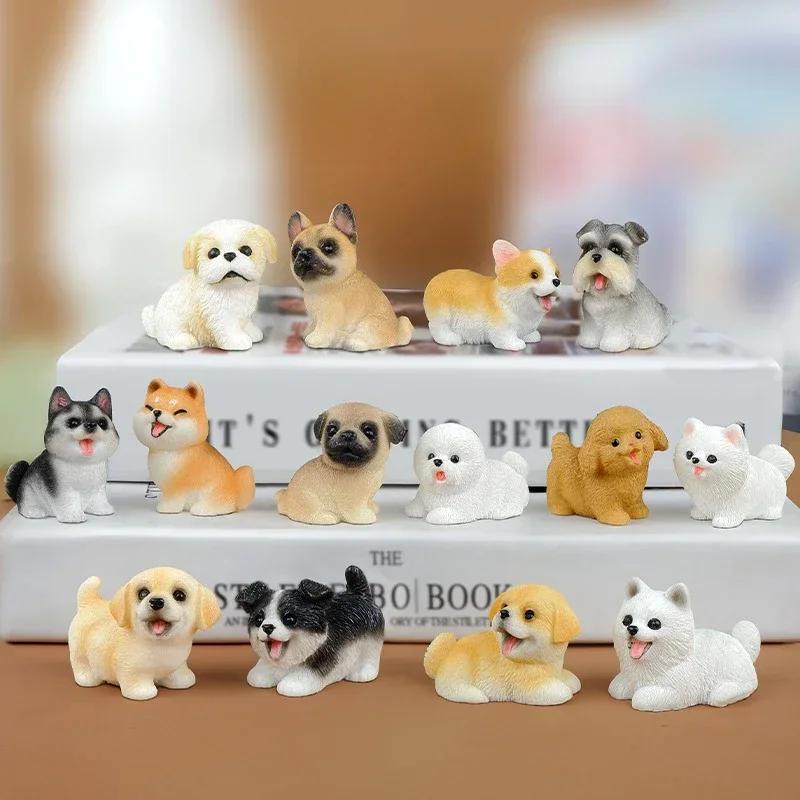Kawaii Resin Cute Mini Dog Ornaments Figures Miniature Things Statues Dollhouse Room Home Decor Items Desk Accessories