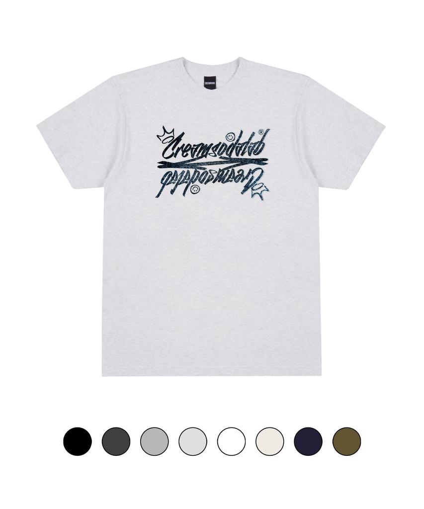 CREAM SODA LAB Crsdel Denim Lettering Short Sleeve T-Shirt (Type A)