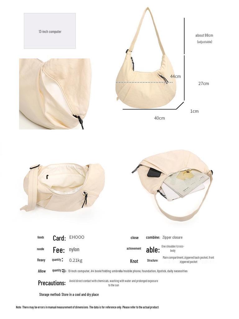 Unisex Nylon Crossbody Bag - Large Capacity, Sports Style, Cycling-Friendly Dumpling Design