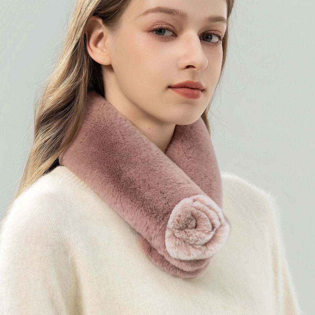 Elegant Double-sided Otter Rabbit Hair Scarf Korean Version Temperament Flower Mother Female Fur Scarf Female Winter Warm Magnetic Buckle