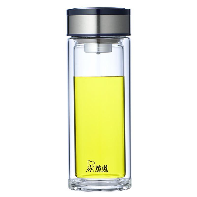 Heenoor Portable Double Wall Glass Tea Infuser Bottle