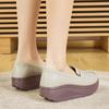 Ladies Platform Loafers Casual Elegant Black Leather Women Height Increase Thick Sole Shake Shoe for Mother