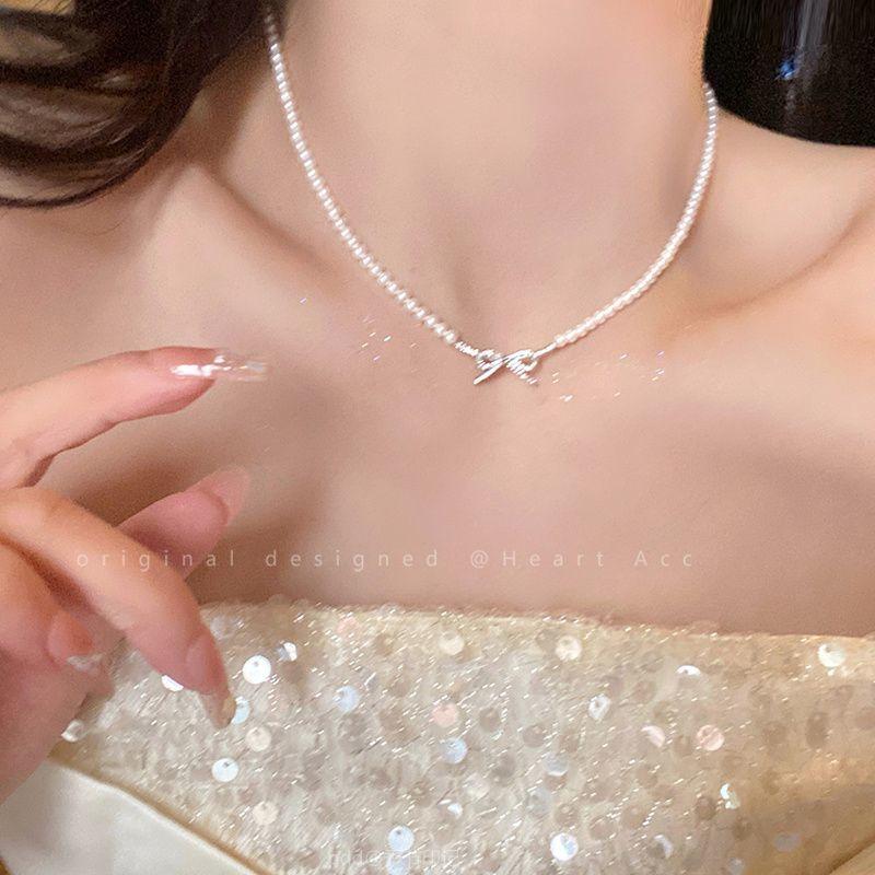 Французское длинное цыганское жемчужное ожерелье женская многослойная stacked цепочка на шею аксессуары легкая роскошь нишевая высококачественная цепочка на ключицу