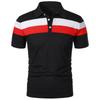 Men's Fashion Short -sleeved Striped Casual Lapel Polo Shirts Fashion Trend T-shirt Contrast Color Button Up Pullover Leisure Summer Clothes
