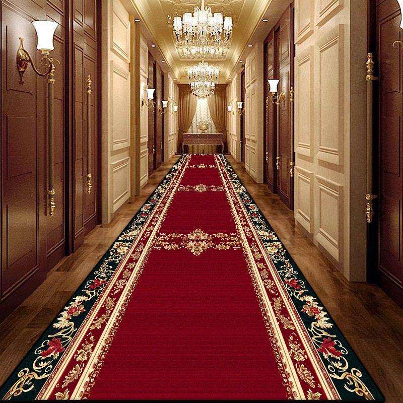 Senior Home Corridor Decoration Carpet Luxury Foldable Wedding Lobby Entryway Red Long Rug Hotel Hallway Non-slip Mat Easy Clean