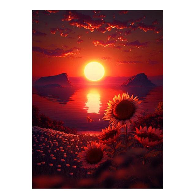 Sonnenblumen Diamant Kunst 5D voller Bohrer Diamant Malerei Sonnenuntergang Strand Landschaft Kreuzstich Stickerei Kit Mosaik Bild S477