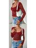 Spring/Summer European-American Sexy Slim Fit Hollow Out Long Sleeve Lace Top