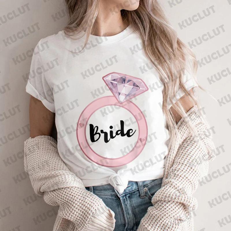 Team Braut T-Shirt Hochzeit Junggesellinnenabschied Hen Party T-Shirt Damen Ästhetische Kleidung Kurzarm T-Shirts Abschied vom Singleleben EVJF Tops