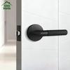 Modern Entry Door Lock Handle Set Zinc Alloy Room Interior Knurled Door Lock Levers Matte Black Bedroom Door Handle