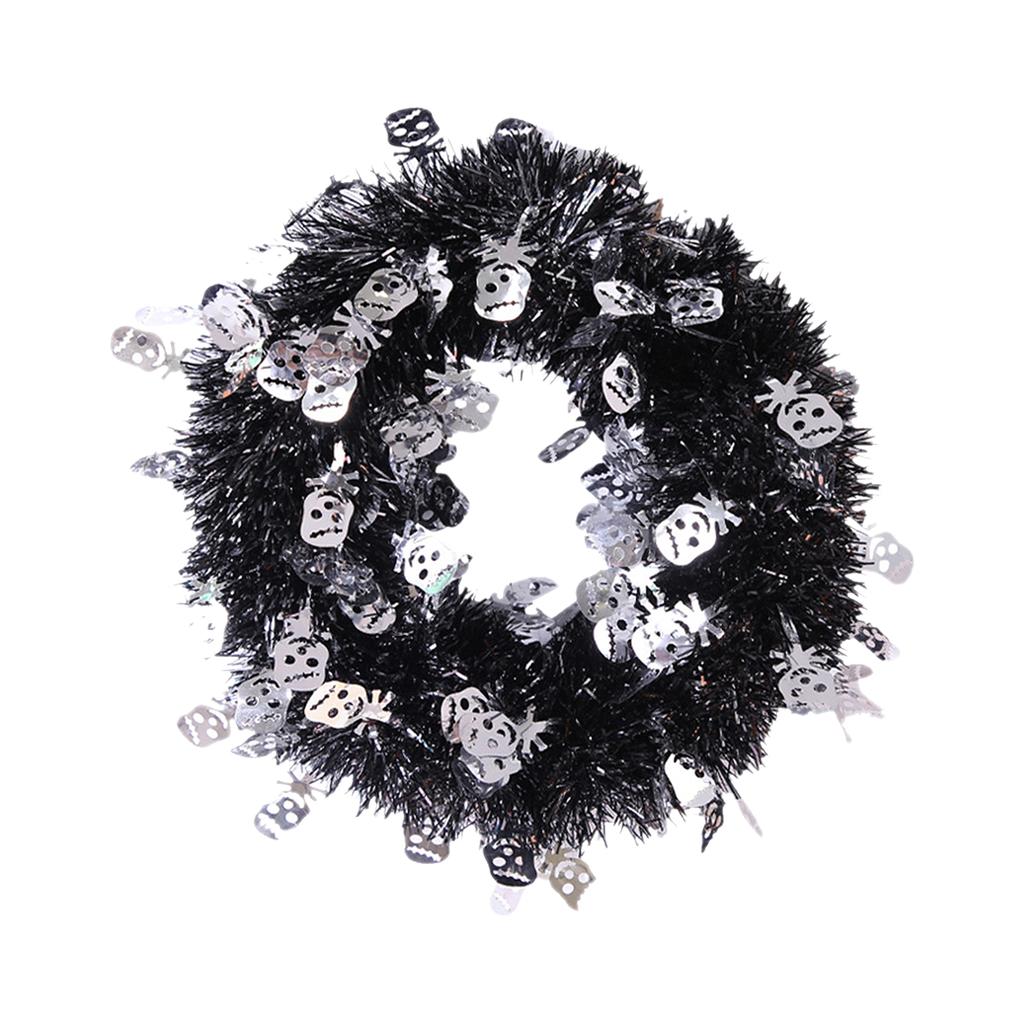 Halloween Front Door Wreath Hanging Garland Artificial Skull Wreath for Wall Halloween Holiday