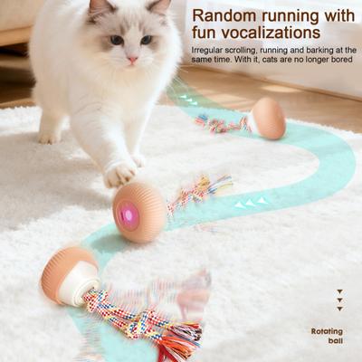 Yousheng Interaktiver Katzenball Hunde Wiederaufladbarer Intelligenter Rotierender Ball Haustiere Beweglicher Ball mit Aufnahmefunktion für Indoor Outdoor Übungstraining
