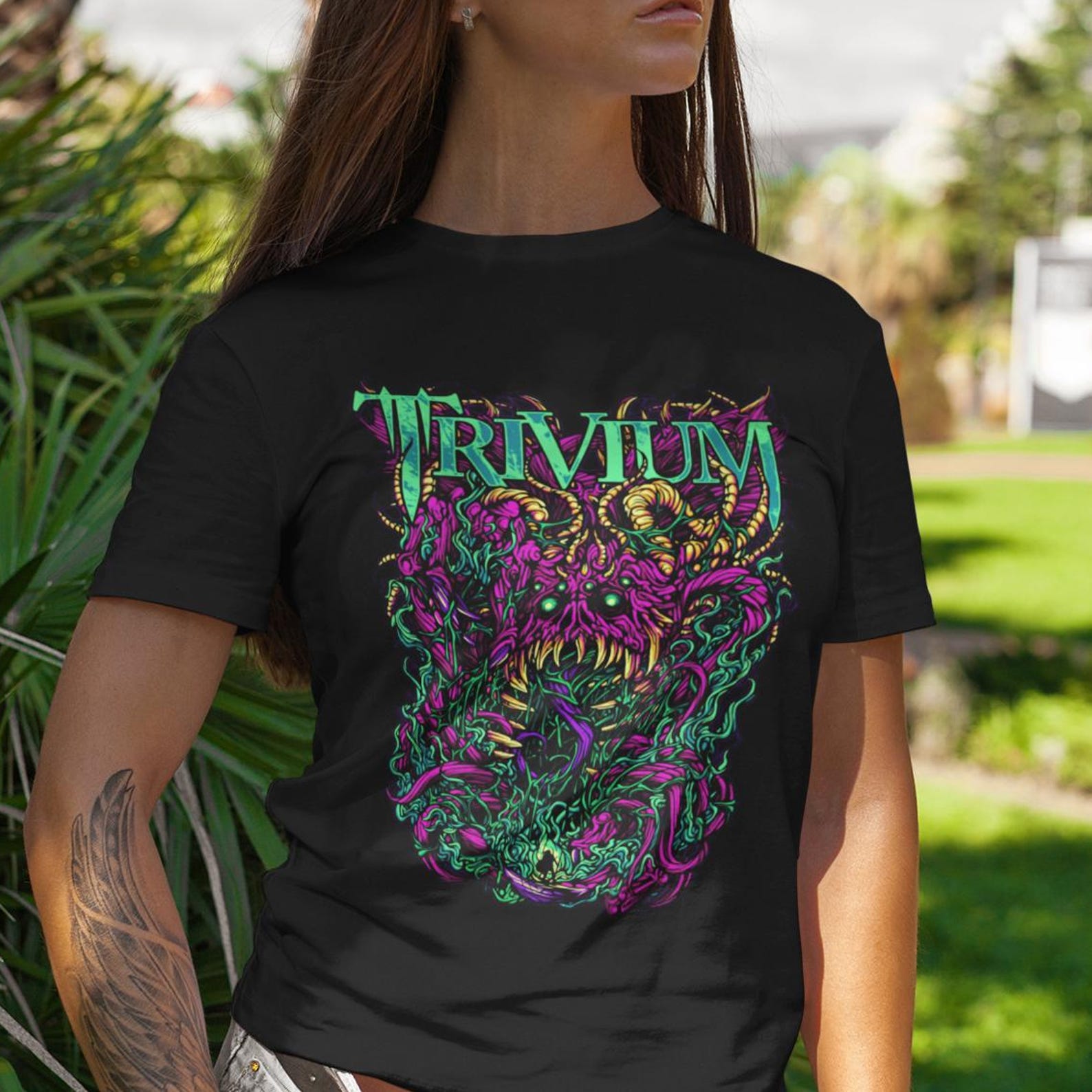 Trivium T shirt | Metal Music Shirt | In Waves | The Sin And The Sentence Album | Trivium Merch | Cotton Tee 4XL