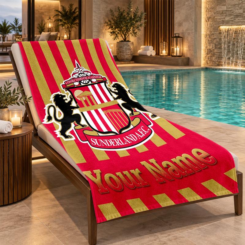 Custom Name Sunderland Beach Towel Personalized Text Soft Towel Swimming Travel Bath Gift