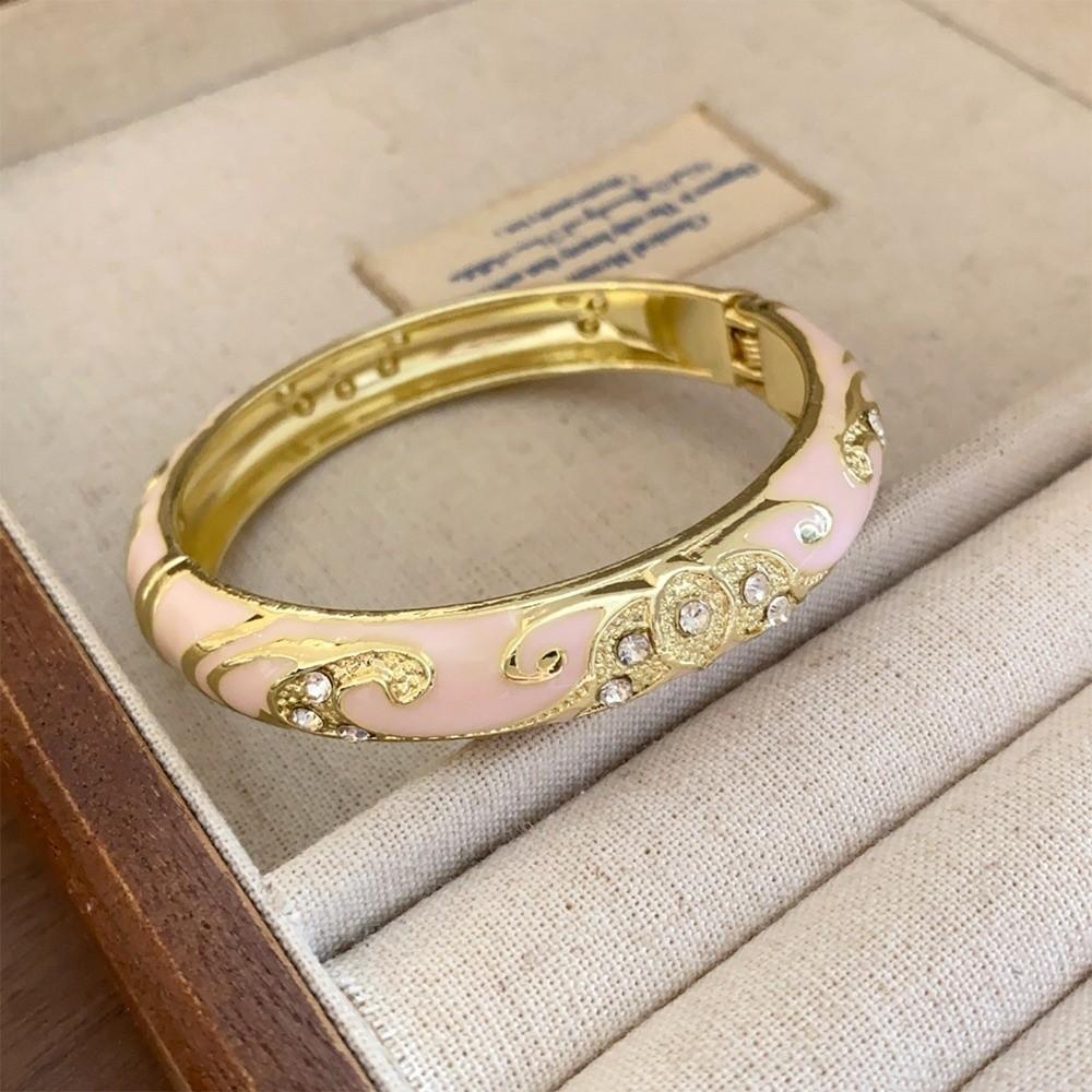 Traditional Chinese Flower Bangle Enamel Women's Hand Bracelet Vintage Cloisonne Bangle Ladies