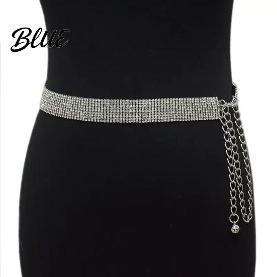 Waist Cincher Accessory Slim Sparkling Belt 9 Rhinestone Rows Chain