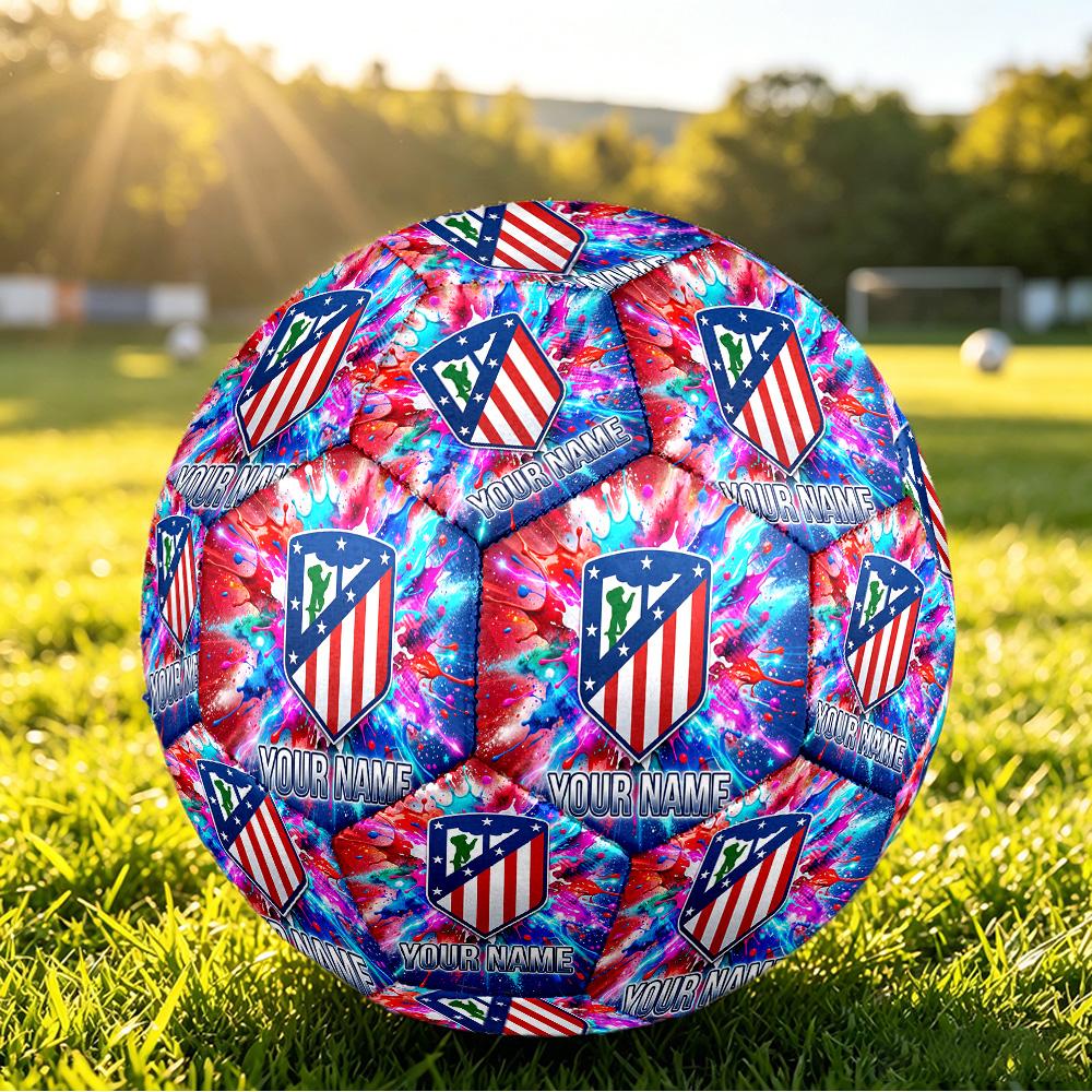 Personalized Size 5 Football Atletico Madrid Pattern Outdoor Game Sports Ball Gift