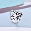 Men Pop Vintage Sterling Silver Cross Open Ring