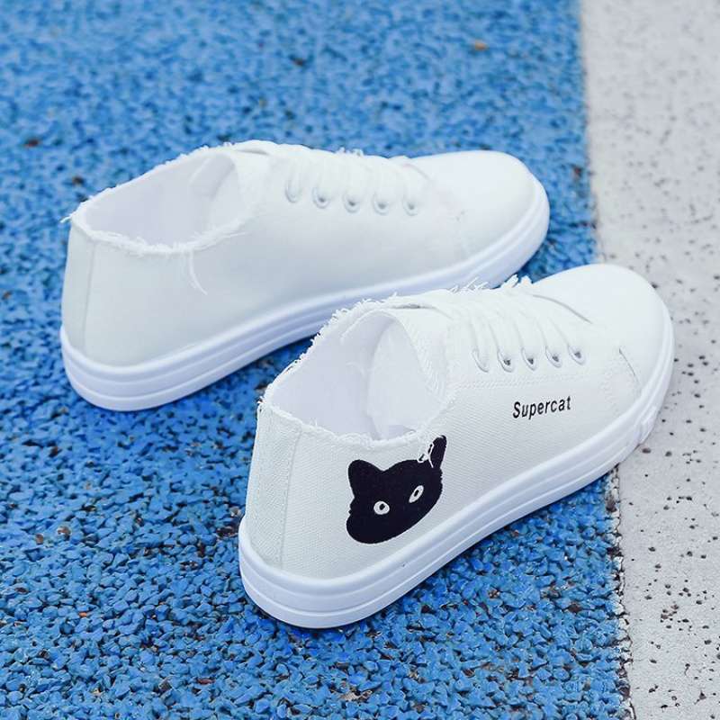 

2025 весна новые маленькие белые туфли женские студенческие универсальные парусиновые туфли корейская версия Харадзюку кеды тряпичные туфли кроссовки 40