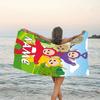 1pc Teletubbies3 Beach Towel with Custom Name, Beach/Swimming/Bath/Picnic/Camping Towel, Suitable for Seaside Beaches