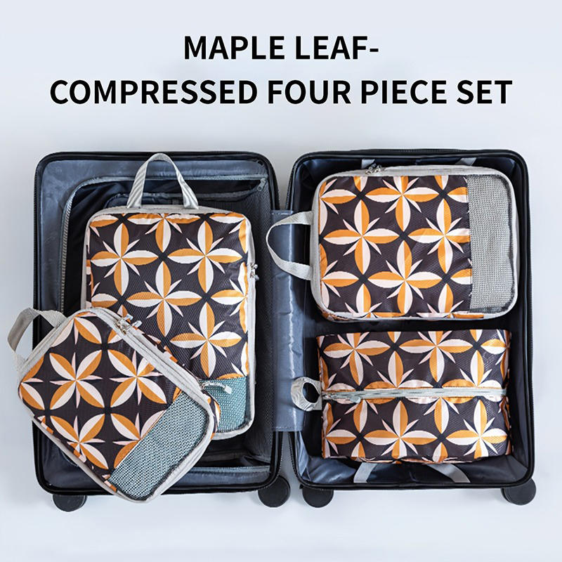 4Pcs/set Creative Printed Compression Packing Cubes Organizer Set Lightweight Travel Suitcase Clothes Storage Bags