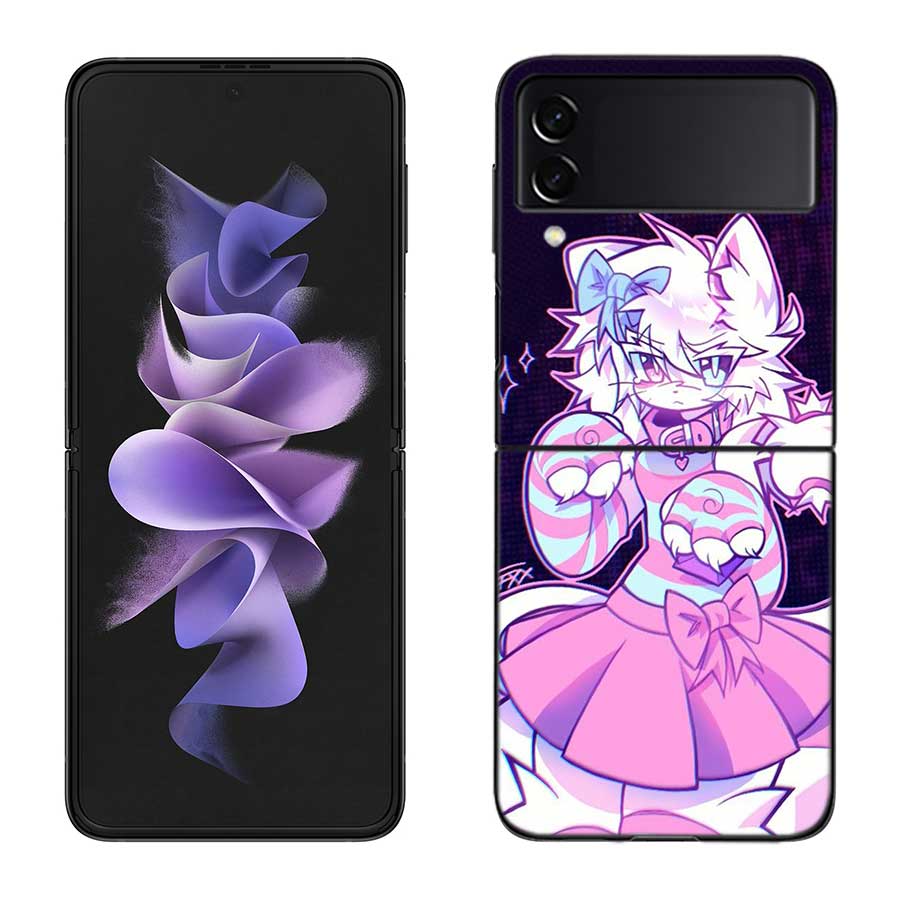 Boykisser Phone Case For Samsung Z Flip 7 6 5G Galaxy Z Flip 5 4 3 Black Hard Cell Cover Luxury PC Shell Coque