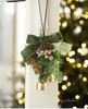 Velvet Bow Bell Ornament with Pine Cone for Christmas Tree Decoration