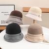 Autumn and Winter Hepburn Wind Curling Elegant Light Luxury High Sense Women Warp Along the Bucket Hat Travel Vacation Show Face Small Sun Hat