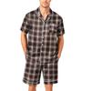 Men's Short Sleeve Button Down Pajama Set with Shorts Soft Casual Sleepwear Lounge Set Available in Sizes S to XXXXL