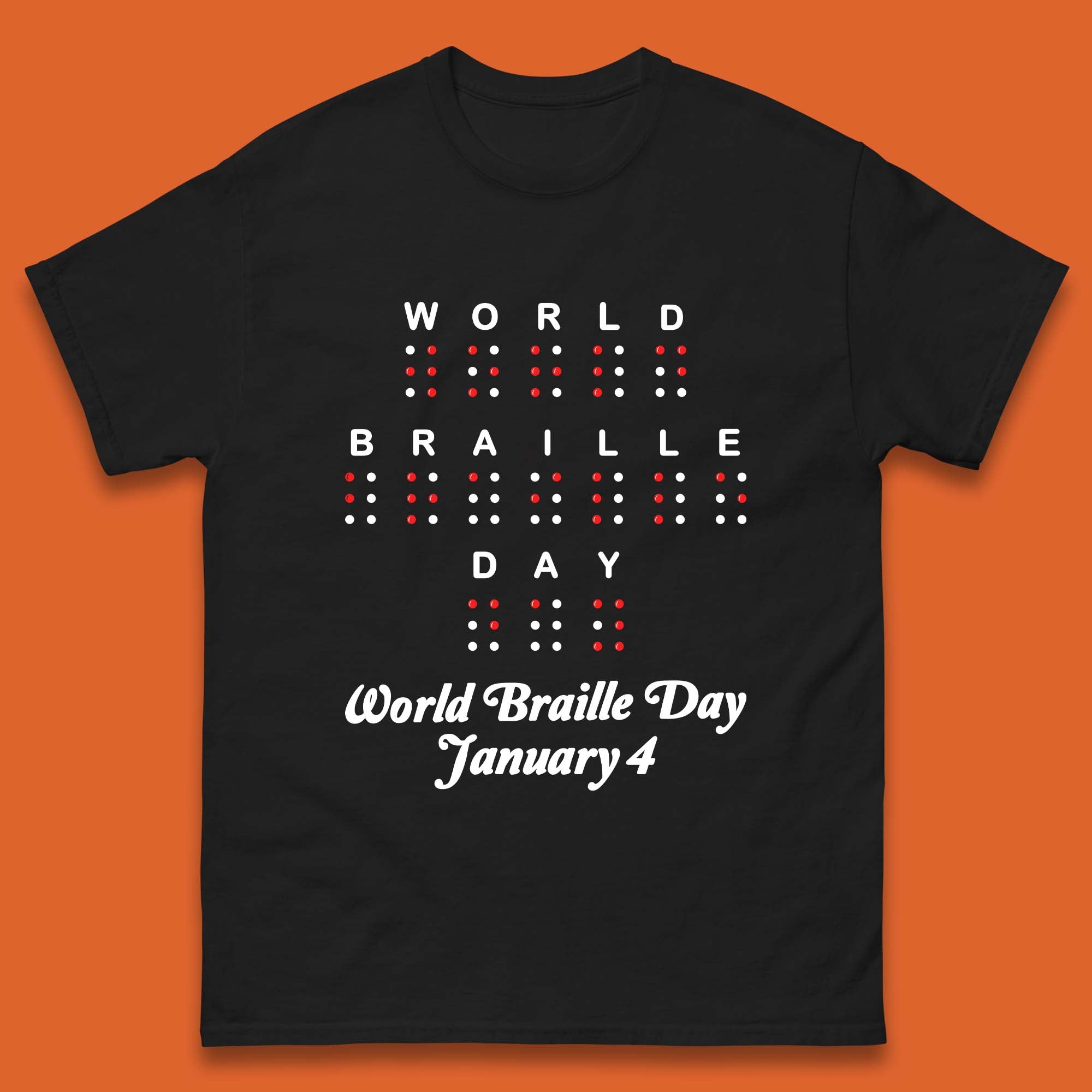 World Braille Day Mens T-Shirt Womens Tops Tees XL