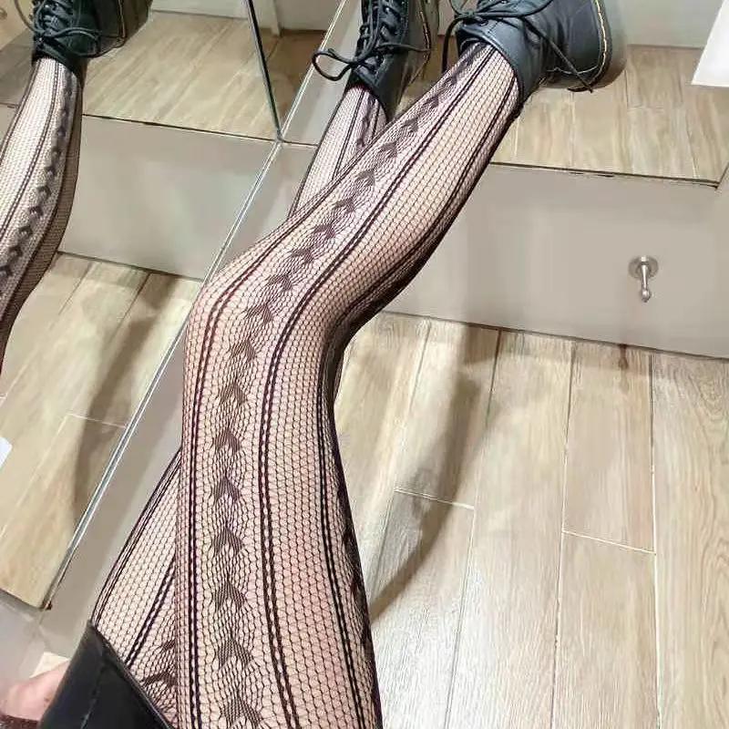 Hot Selling Sexy Women's Fishing Net Lace Mesh Heart Stockings Bottomed Pantyhose Hot Classic Tights Thigh High Waist Hosiery