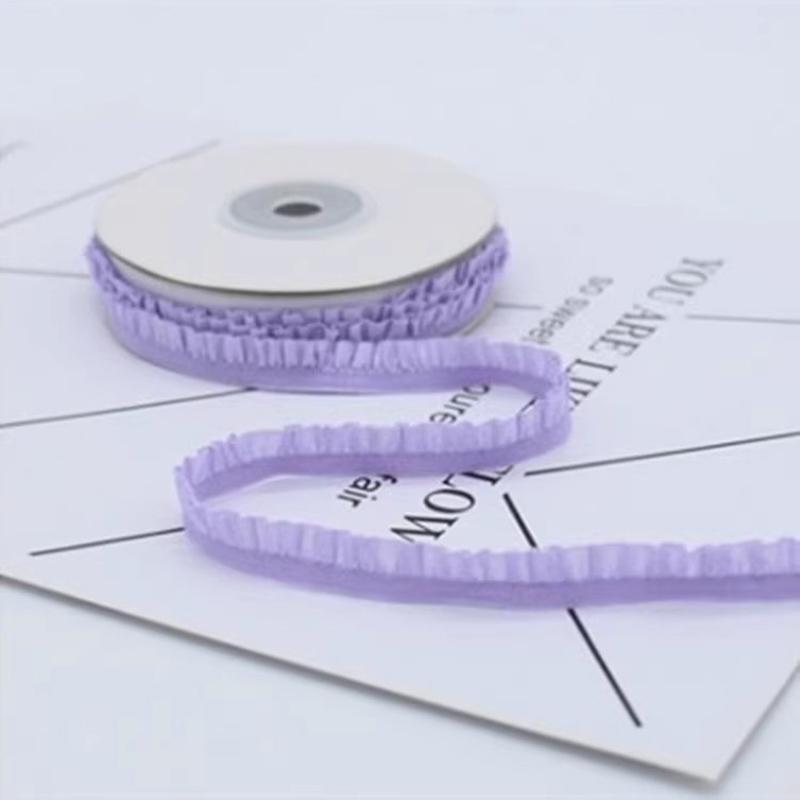 5 Yards Multi-Color Pleated Stretch Lace Embroidery Fabric Trim DlY Headdress Clothing Home Decoration Accessory 1CM Wide