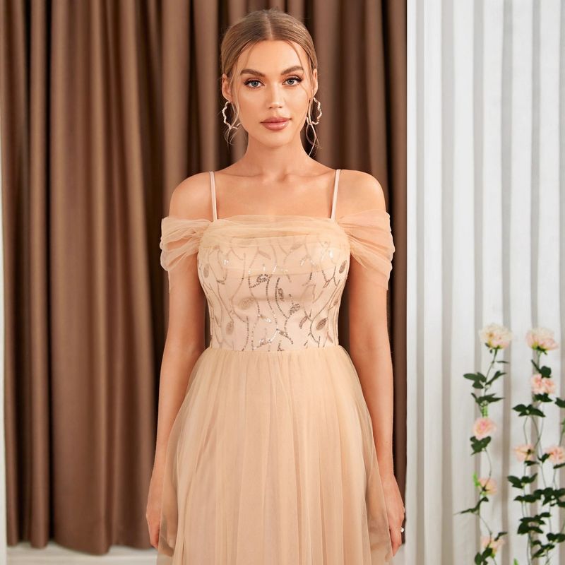 Long sleeve V-neck Sexy Long Sequined Banquet Wedding Wedding Birthday Evening dress Bridesmaid Dress Party Dress
