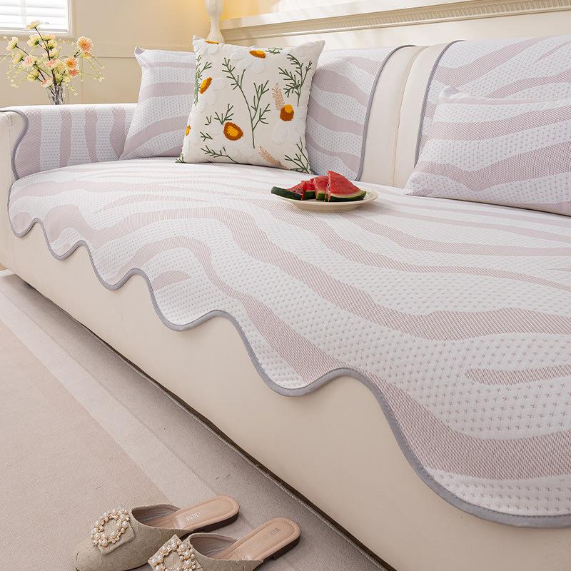 New Summer Cool Doudou Straight Row Sofa Cushion One Piece Fixed Non-Slip Seat Cushion Premium Sofa Cover