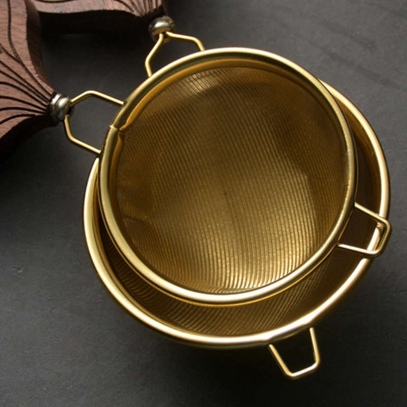 Black Walnut Handle Stainless Steel Tea Leak Tea Separator Tea Ceremony Accessories Wooden Handle Tea Leaf Filter