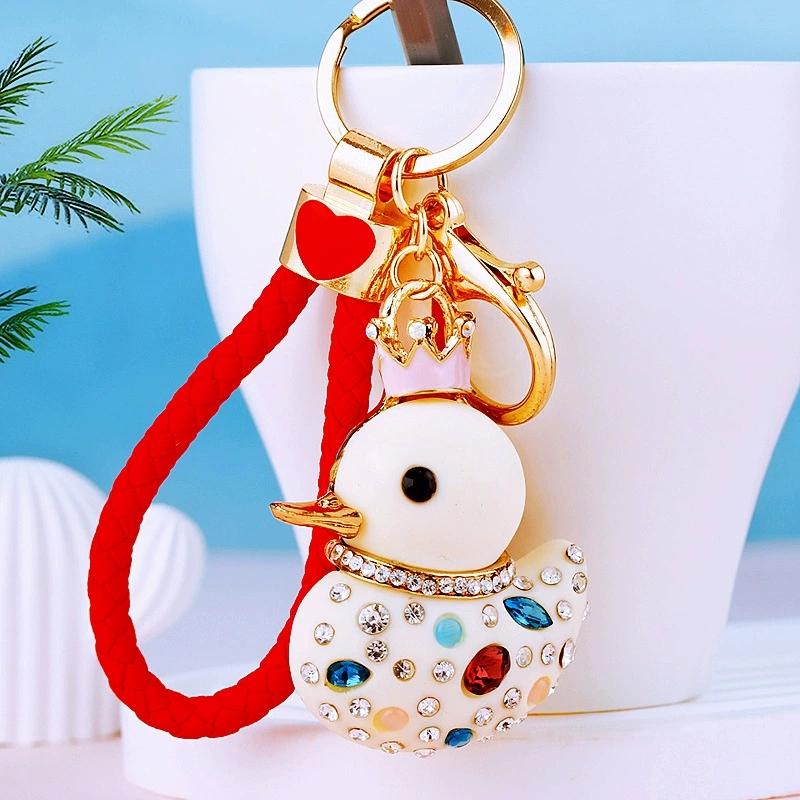 2/4/6 STuks Nieuwe Creatieve Cartoon Schattige Strass Eend Pop Hanger Hanger Tas Accessoires Bedel Cadeau Sleutelhangers Tas Bedel 1PC blue