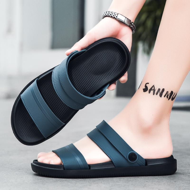 Summer Popular Men's New One-word Slippers Premium Casual Soft Bottom Thick Bottom Non-slip Beach Casual Sandals