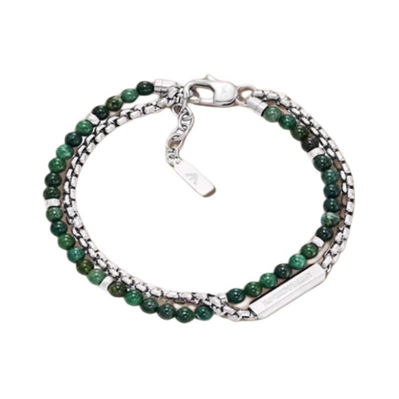 Emporio Armani brand logo design bracelet men s silver/green Silver/green F basic packaging-branded original box