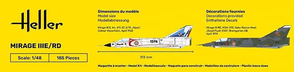 Platz Heller French Air Force Mirage Plastic Model HE30422 1/48 IIIE/RD