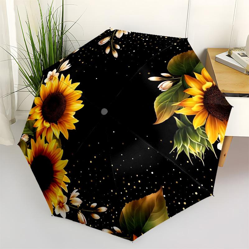 1pc Sunflower Night Garden Umbrella with Plastic Handle,Vibrant Cartoon Pattern,Multi-functional UmbrellaPT206