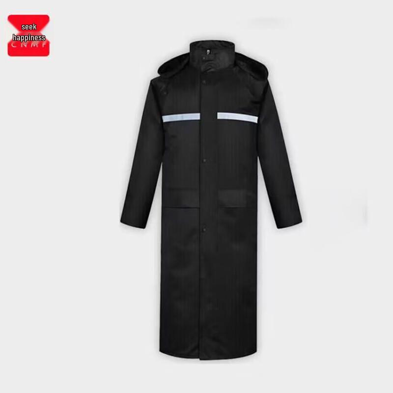 Moufu J133 Black Long Trench Coat Style Raincoat 3XL (Height 165-175cm)