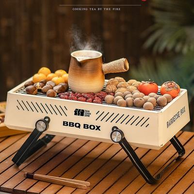 Outdoor BBQ Grill mit Backnetz Heimgebrauch Tragbar Faltbar Holzkohle Tragbarer Campinggrill für Familienfeiern Party