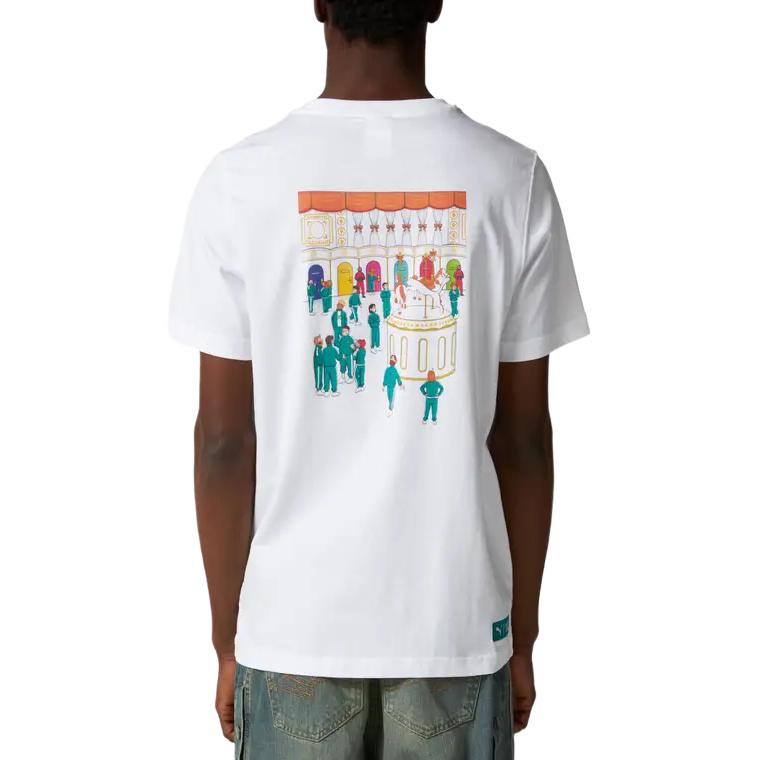 Puma Graphic Print Crew Neck Short Sleeve T-Shirt Men Tops White 62742602