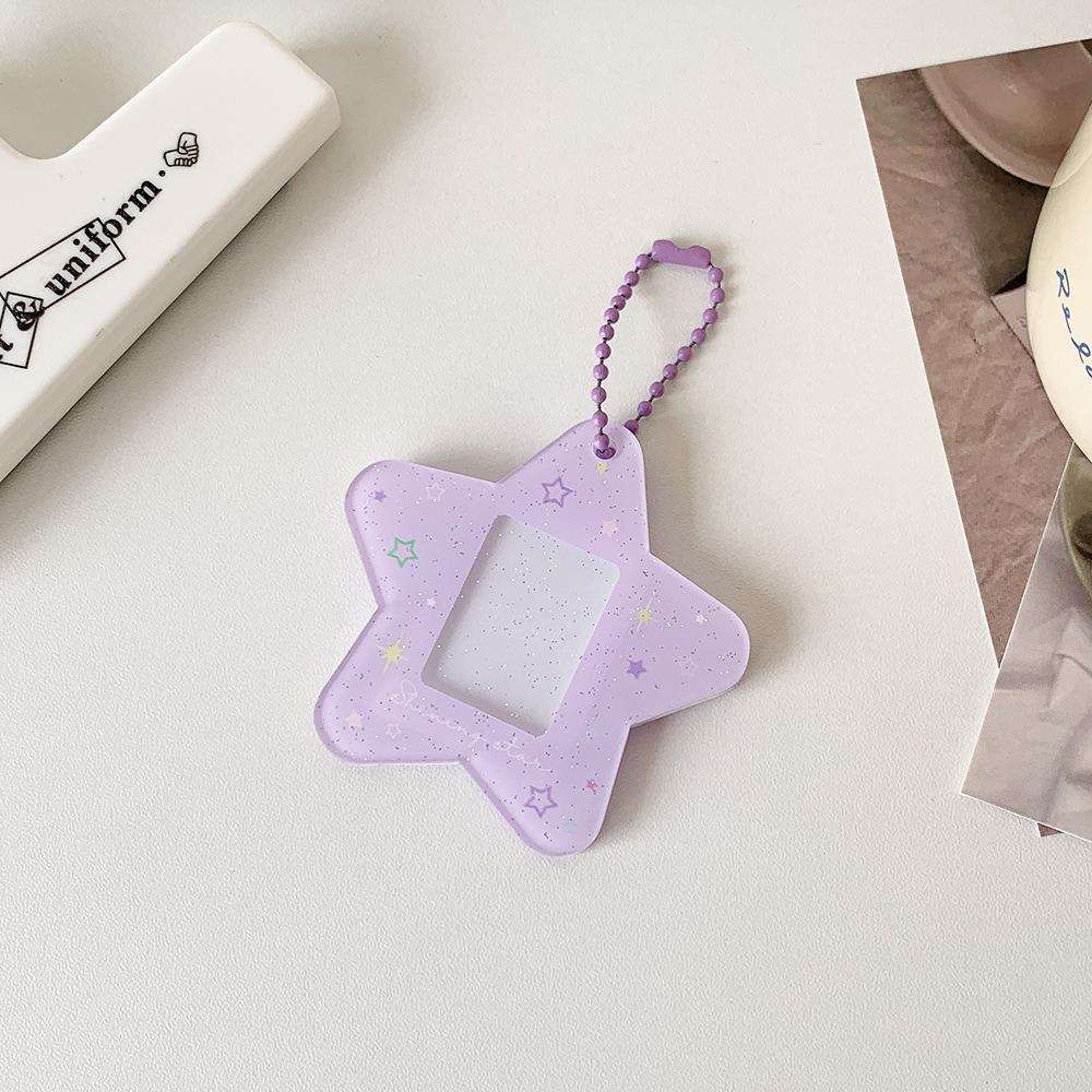 

Portable Star 1 Inch Photo Card Holder Keychain Pendant Acrylic Photocard Holder Idol Photo Card Display Frame фіолетовий