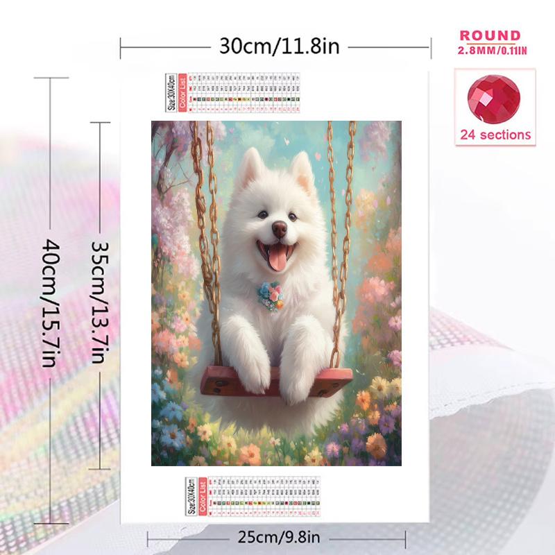 Cute Samoyed Pattern 3pcs 100% Round Full Drill 5D DIY Diamond Painting Embroidery Cross Stitch Rhinestone Décor