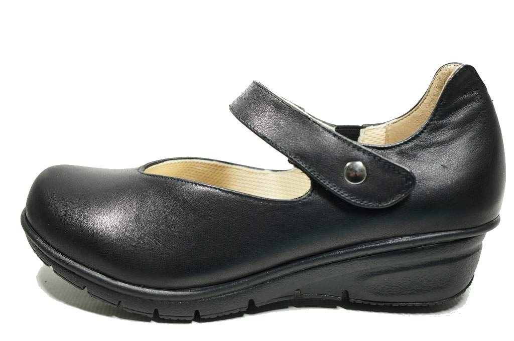 Yuriko Matsumoto Comfortable Wedge Sole Pumps, Genuine Leather (22cm, Black)