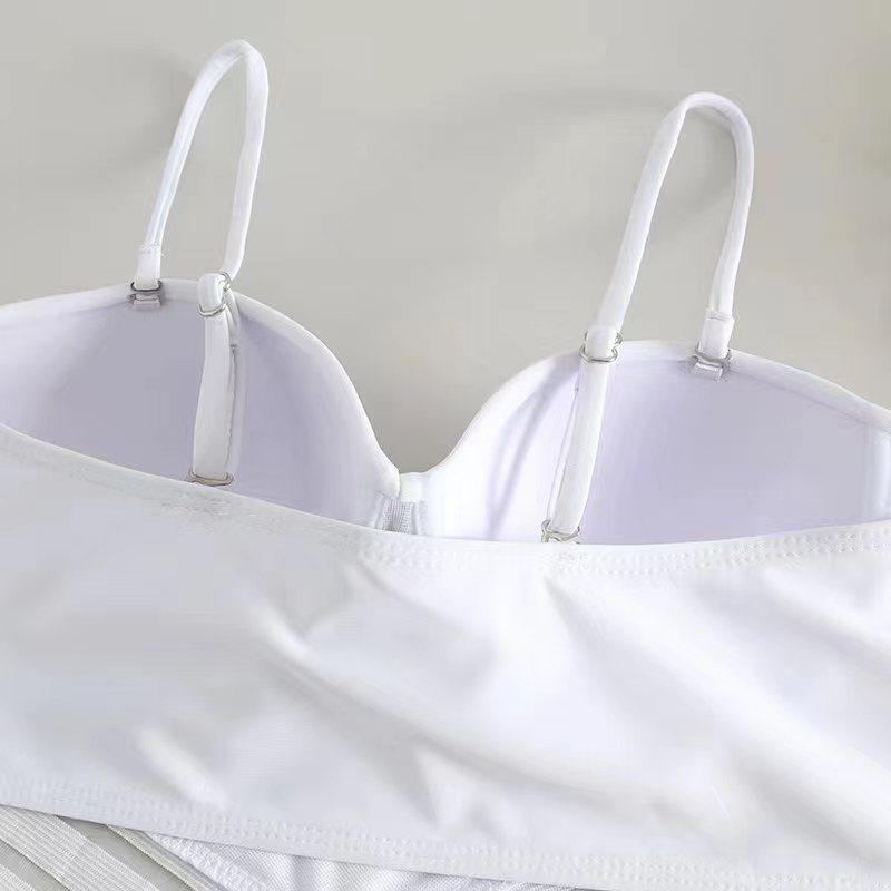 Summer Beach New Sexy Black Triangle One-piece Swimsuit Female Steel Plate Hard Bag High Waist Bikini Set