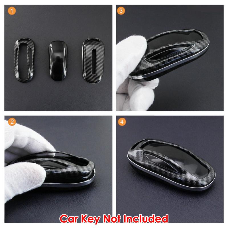 1PC Carbon Fiber ABS Car Key Fob Shell Cover for Tesla Model X 2016 2017 2018 Accessories