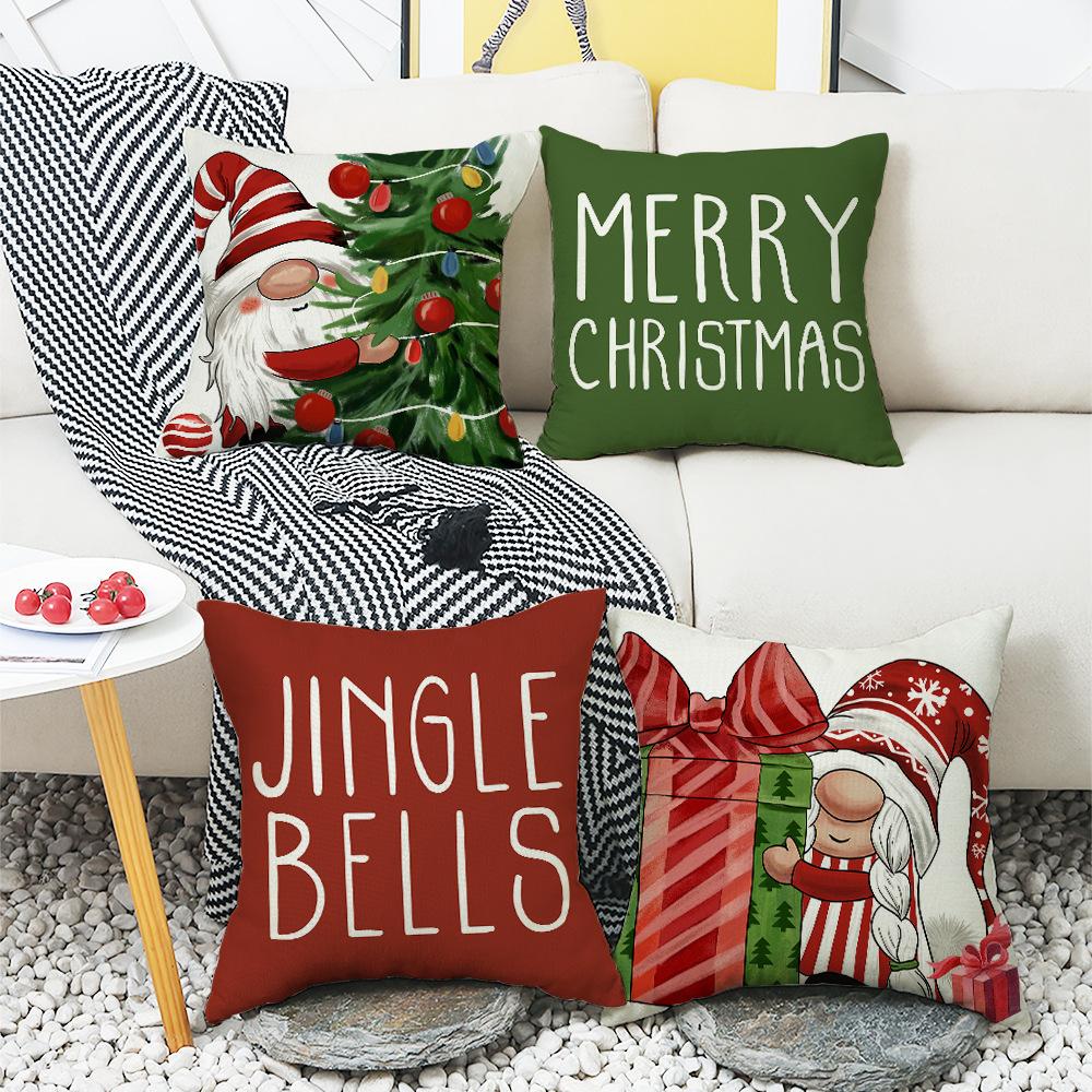 New Christmas Pillow Cartoon Christmas Tree Gnome Bell Home Cushion Pillow Cover