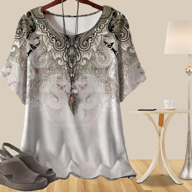 

Женская повседневная свободная весенняя рубашка, женские топы с коротким рукавом и принтом «цепочка и круг» 8XL серый