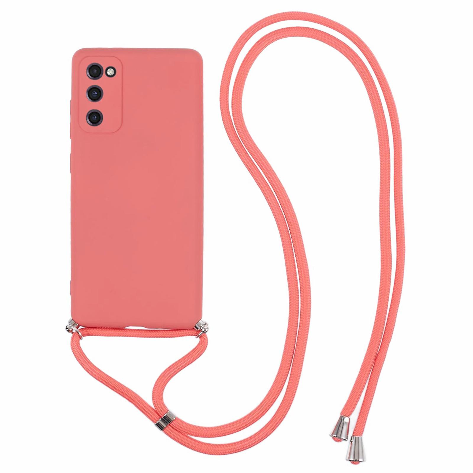 

For Samsung Galaxy S20 FE/FE 5G/S20 Lite/S20 FE 2022 Case Rubberized TPU Cover with Long Lanyard Hawthorn Red